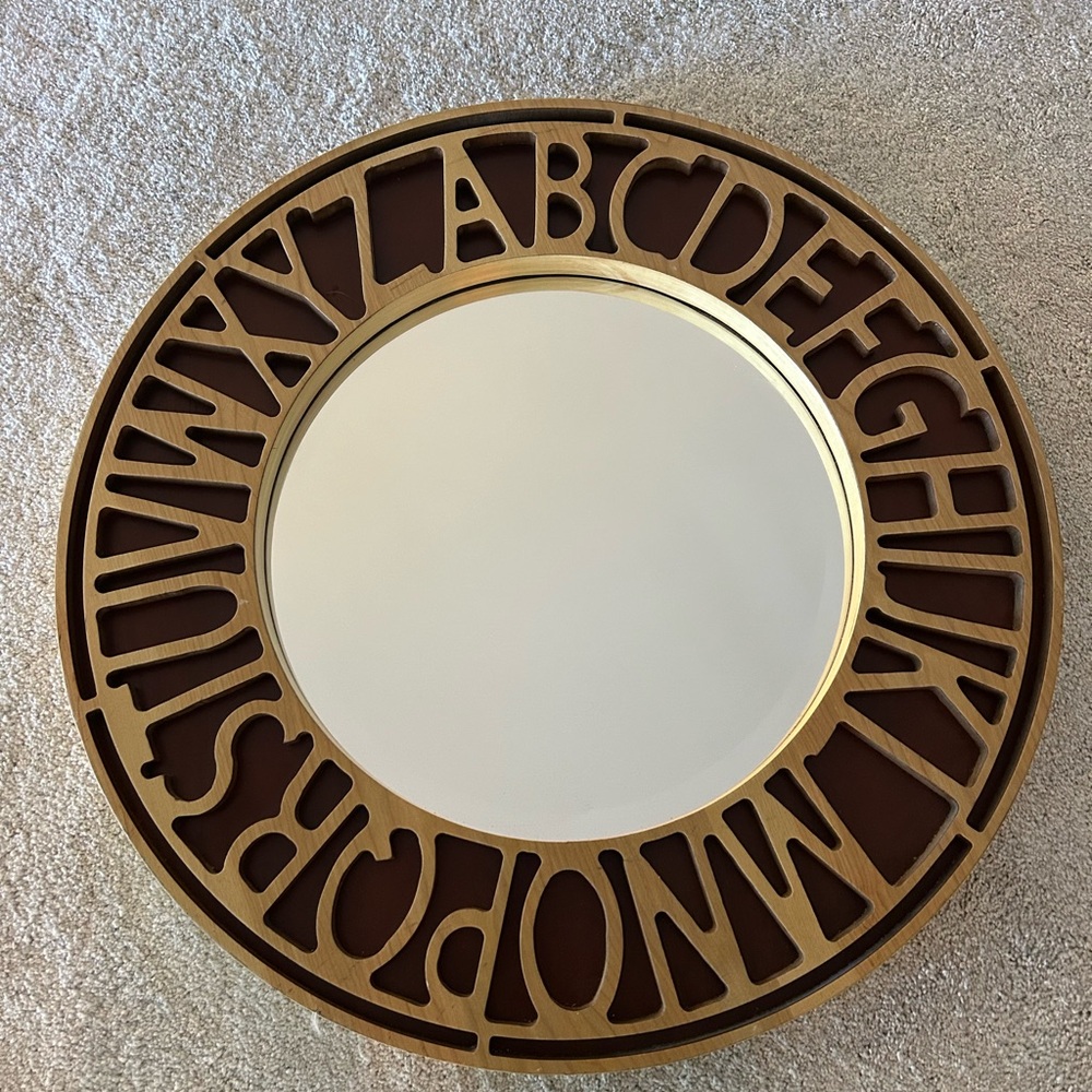 Pottery Barn Kids Gold and Brown Alphabet Mirror